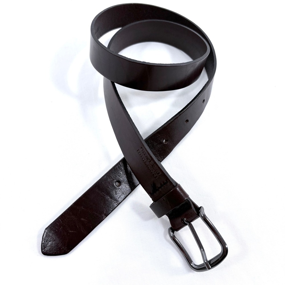 H&M Leather Belt Dark Brown Vegetable Tanned Made in Sweden Mens 33-34